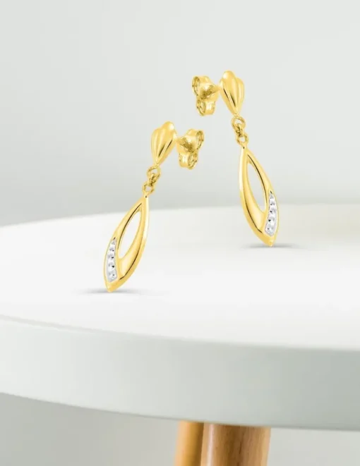Boucles d'oreilles pendantes or jaune 750 ‰ et rhodium SO OR