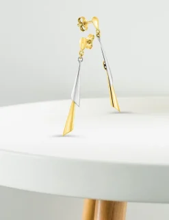 Boucles d'oreilles pendantes bicolores or 750 ‰ SO OR