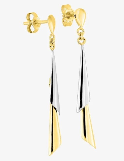 Boucles d'oreilles pendantes bicolores or 750 ‰ SO OR