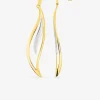 Boucles d'oreilles pendantes feuille bicolore plaqué or et rhodium SO OR