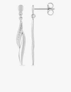 Boucles d'oreilles pendantes courbes effet empierré argent 925‰ rhodié SO OR