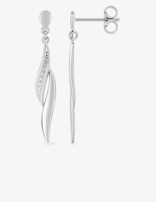 Boucles d'oreilles pendantes courbes effet empierré argent 925‰ rhodié SO OR