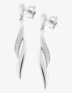 Boucles d'oreilles pendantes courbes effet empierré argent 925‰ rhodié SO OR
