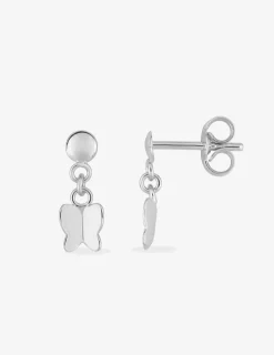 Boucles d'oreilles pendantes papillons or blanc 375‰ SO OR