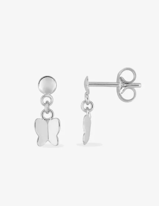 Boucles d'oreilles pendantes papillons or blanc 375‰ SO OR