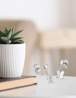 Boucles d'oreilles pendantes papillons or blanc 375‰ SO OR