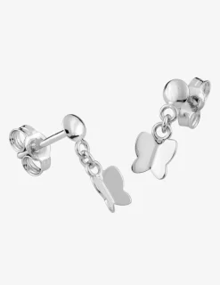 Boucles d'oreilles pendantes papillons or blanc 375‰ SO OR