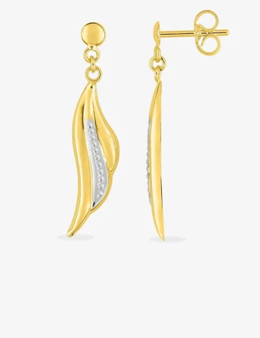 Boucles d'oreilles pendantes bicolores or 375‰ SO OR