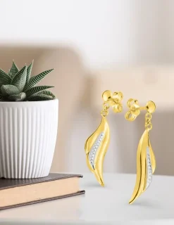 Boucles d'oreilles pendantes bicolores or 375‰ SO OR