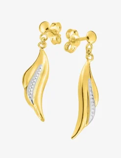 Boucles d'oreilles pendantes bicolores or 375‰ SO OR
