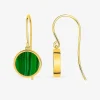 Boucles d'oreilles pendantes or jaune 750 ‰ et malachite SO OR