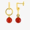 Boucles d'oreilles pendantes or jaune 750 ‰ et cornaline SO OR
