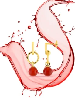Boucles d'oreilles pendantes or jaune 750 ‰ et cornaline SO OR