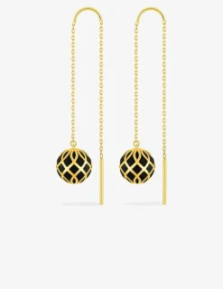 Boucles d'oreilles pendantes Mélodie Or jaune 375‰ et laque noir de Jais SO OR