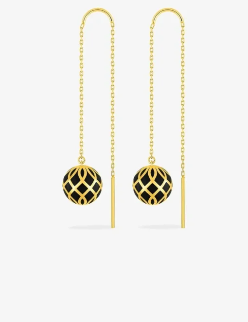 Boucles d'oreilles pendantes Mélodie Or jaune 375‰ et laque noir de Jais SO OR