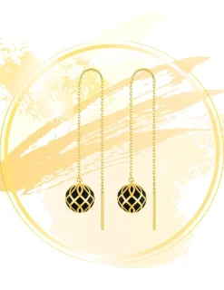 Boucles d'oreilles pendantes Mélodie Or jaune 375‰ et laque noir de Jais SO OR