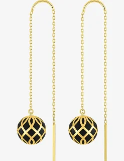 Boucles d'oreilles pendantes Mélodie Or jaune 375‰ et laque noir de Jais SO OR