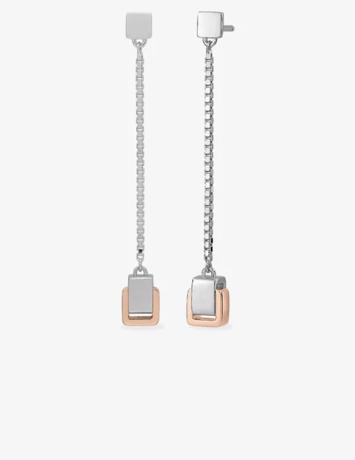 Boucles d'oreilles pendantes bicolores argent 925 ‰, tout métal SO OR