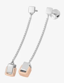 Boucles d'oreilles pendantes bicolores argent 925 ‰, tout métal SO OR