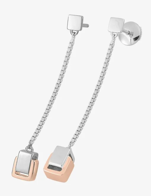 Boucles d'oreilles pendantes bicolores argent 925 ‰, tout métal SO OR
