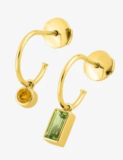 Boucles d'oreilles pendantes or jaune 750 ‰ péridot et citrine SO OR