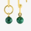 Boucles d'oreilles pendantes or jaune 750 ‰ et malachite SO OR