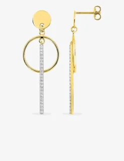 Boucles d'oreilles pendantes en plaqué or, rhodium et oxyde de zirconium SO OR