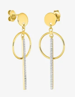 Boucles d'oreilles pendantes en plaqué or, rhodium et oxyde de zirconium SO OR