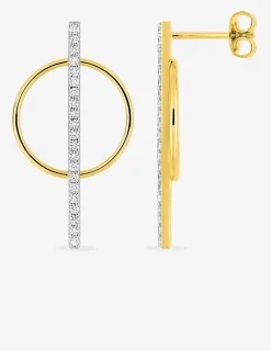 Boucles d'oreilles pendantes en plaqué or, oxyde de zirconium et rhodium SO OR