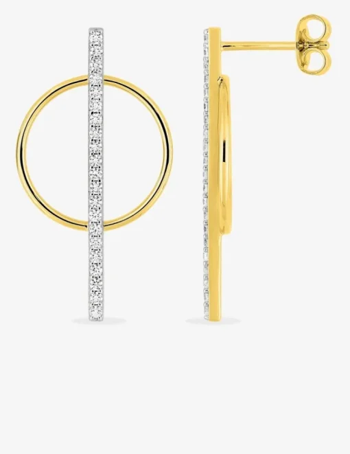 Boucles d'oreilles pendantes en plaqué or, oxyde de zirconium et rhodium SO OR
