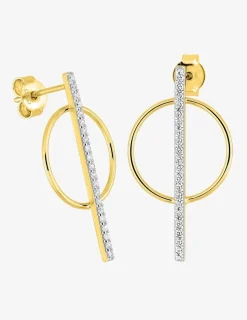 Boucles d'oreilles pendantes en plaqué or, oxyde de zirconium et rhodium SO OR