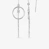 Boucles d'oreilles pendantes argent rhodié 925 ‰, oxyde de zirconium et petite chaîne SO OR