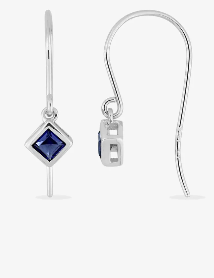 Boucles d'oreilles pendantes argent rhodié 925 ‰ et oxyde de zirconium bleu SO OR
