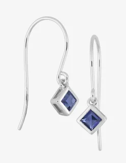 Boucles d'oreilles pendantes argent rhodié 925 ‰ et oxyde de zirconium bleu SO OR