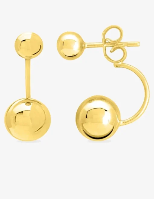 Boucles d'oreilles pendantes boules or jaune 750 ‰ SO OR
