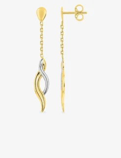 Boucles d'oreilles pendantes or jaune 750 ‰ et motif finition rhodium SO OR