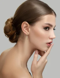 Boucles d'oreilles pendantes or jaune 750 ‰ et motif finition rhodium SO OR