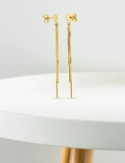 Boucles d'oreilles pendantes fantaisie or jaune 750 ‰ SO OR