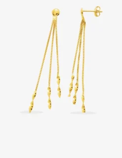 Boucles d'oreilles pendantes fantaisie 3 brins or jaune 750 ‰ SO OR