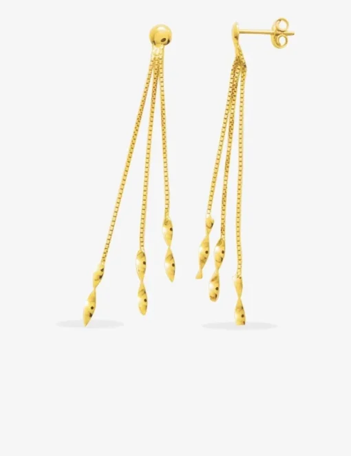 Boucles d'oreilles pendantes fantaisie 3 brins or jaune 750 ‰ SO OR