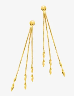 Boucles d'oreilles pendantes fantaisie 3 brins or jaune 750 ‰ SO OR