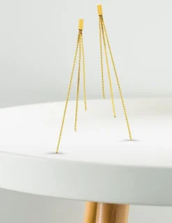 Boucles d'oreilles pendantes chaîne fantaisie 3 brins or jaune 750 ‰ SO OR