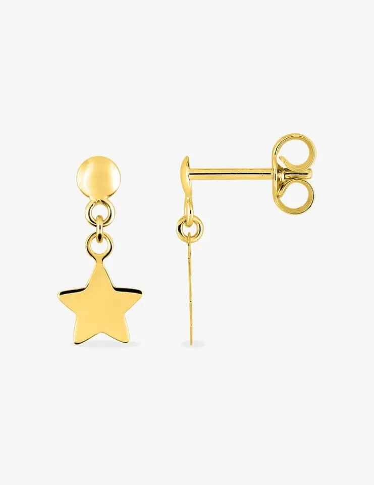 Boucles d'oreilles pendantes motif étoile or jaune 375 ‰ SO OR
