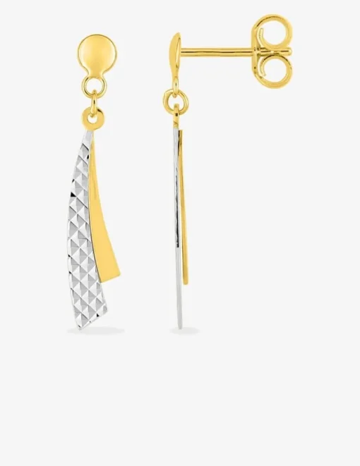 Boucles d'oreilles pendantes or jaune 375 ‰ et rhodium SO OR