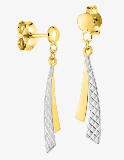 Boucles d'oreilles pendantes or jaune 375 ‰ et rhodium SO OR