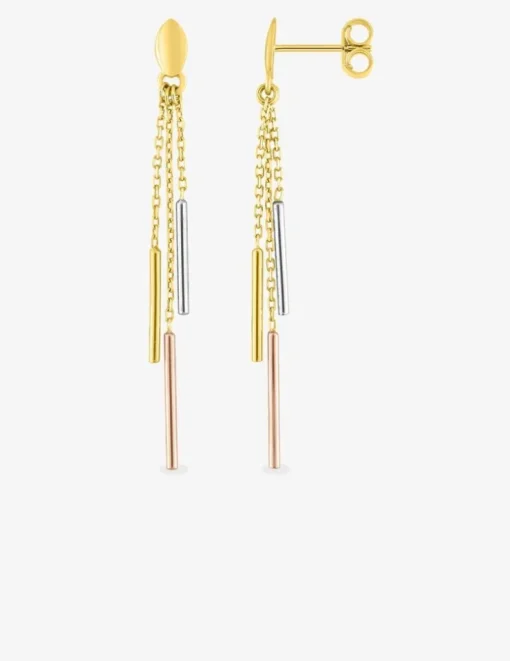 Boucles d'oreilles pendantes or jaune, rose 375 ‰ et rhodium SO OR