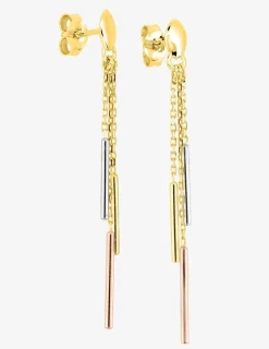 Boucles d'oreilles pendantes or jaune, rose 375 ‰ et rhodium SO OR