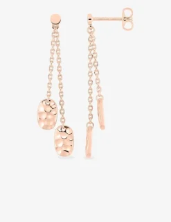 Boucles d'oreilles pendantes ovales effet martelé et chaîne forçat plaqué or rose SO OR