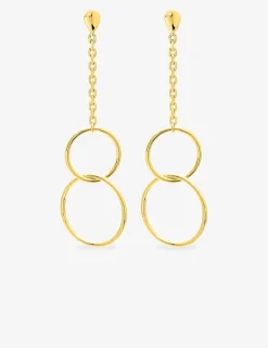Boucles d'oreilles pendantes chaîne forçat 2 anneaux 10 mm et 15 mm plaqué or SO OR