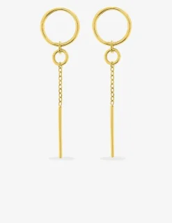 Boucles d'oreilles pendantes chaîne forçat et bâton 15 mm plaqué or SO OR